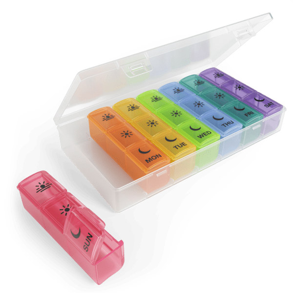 Ezy Dose Weekly (7Day) Pill Organizer, 3 Times a Day, Travel Pill