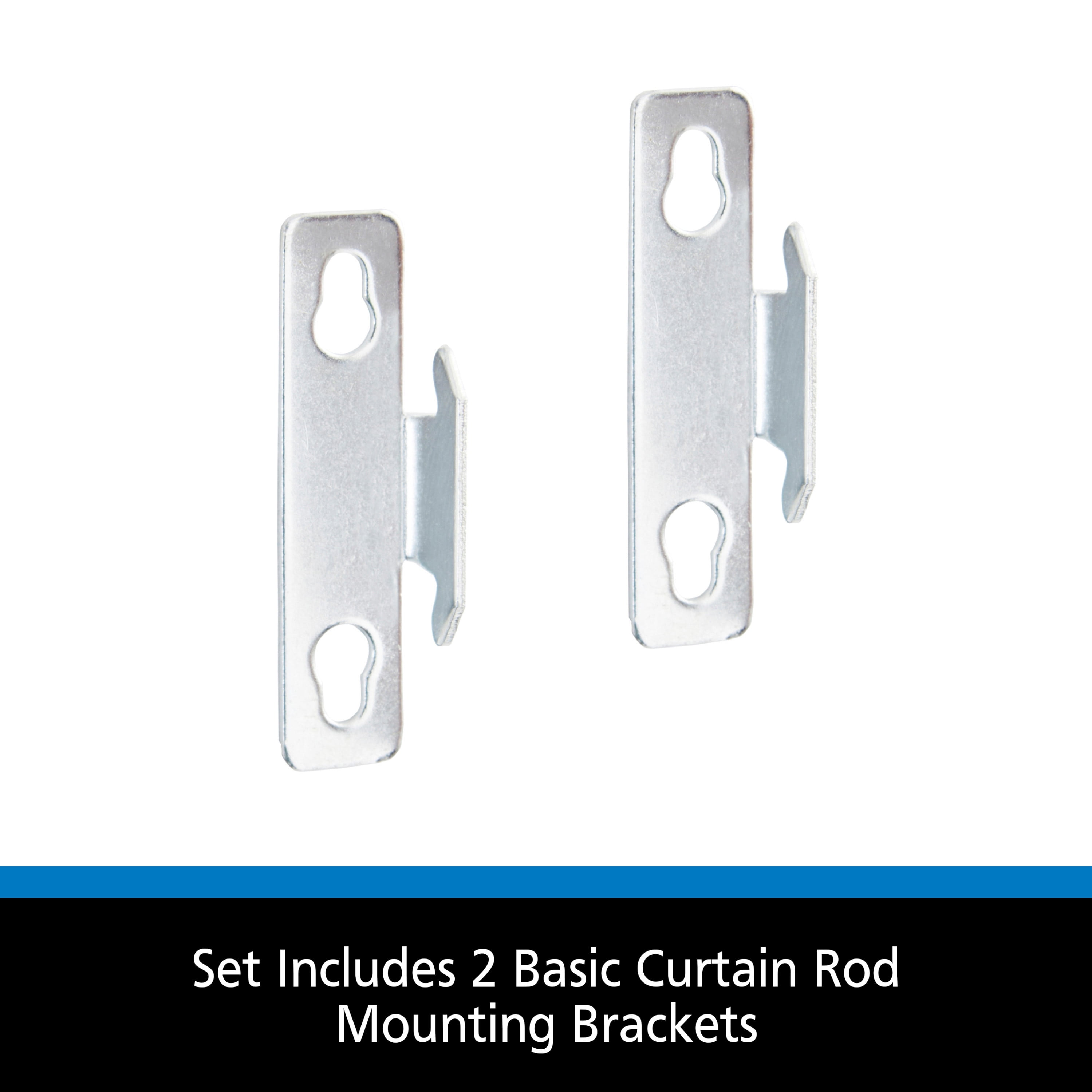 Mainstays 2 Metal Curtain Mounting Brackets, Silver