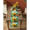 thumbnail image 5 of nqOlkjepod Spring Sunflower Table Runner 36 Inches Long Farmhouse Dress Scarves, Butterfly Teal Ocean Abstract Retro Dining Tablerunner for Coffee Table/Kitchen Island/Party Décor, Small 13" x 36", 5 of 8