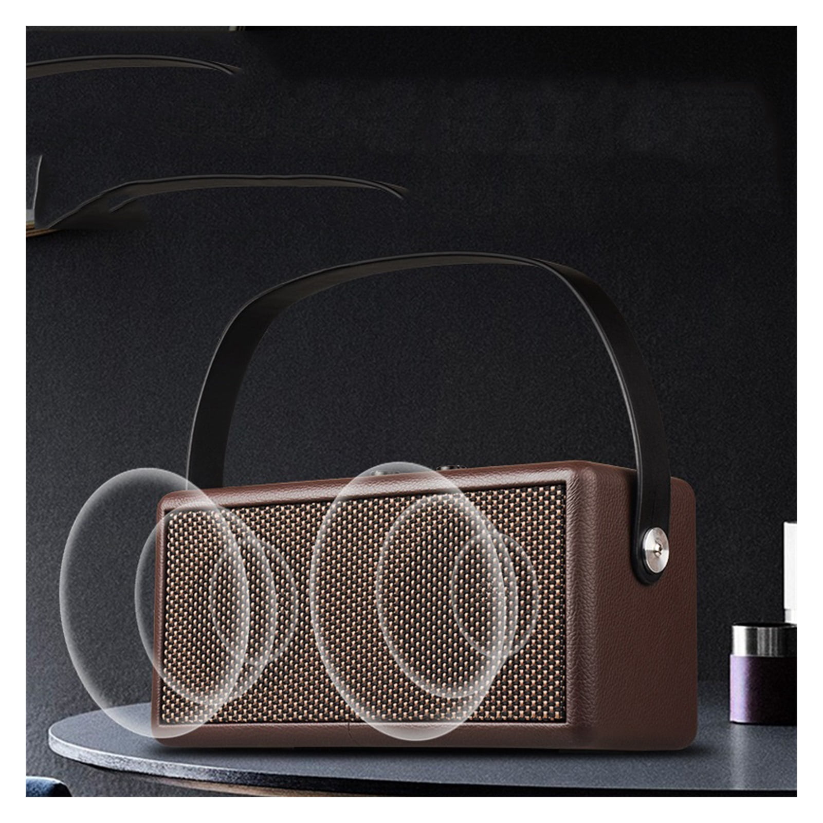 Retro Wooden Dual Speakers Bluetooth Speaker Collection Home Computer Mobile Phone Outdoor Portable Leather Subwoofer Speaker