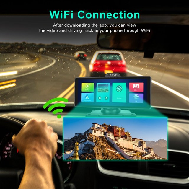 10.26 Pulgadas 4K DVR Monitor de Coche Carplay Android Auto Dashboard ADAS Dash Cam Cámaras Duales Navegación GPS WIFI FM IPS Pantalla A
