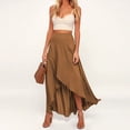 thumbnail image 1 of Falda Casual Faldas Largas Asimétricas Hendidura Envoltura Elástica para Mujer (Marrón XL) FLhrweasw Para estrenar, 1 of 8