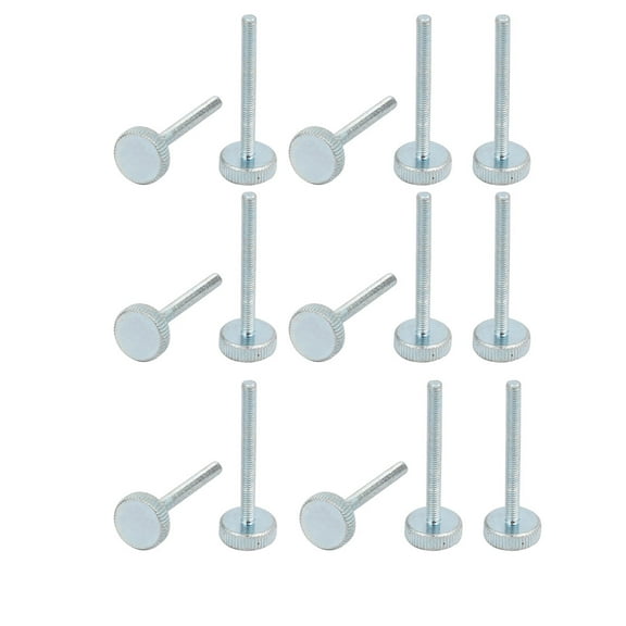 Unique Bargains M3x30mm Thread Zinc Plated Knurled Round Head Thumb Screws Silver Blue 15pcs