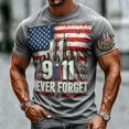 thumbnail image 4 of Xneal 911 25th Anniversary T-Shirt Never Forget 911 Print Short Sleeve Casual Gray Shirts for Men Size XL, 4 of 5