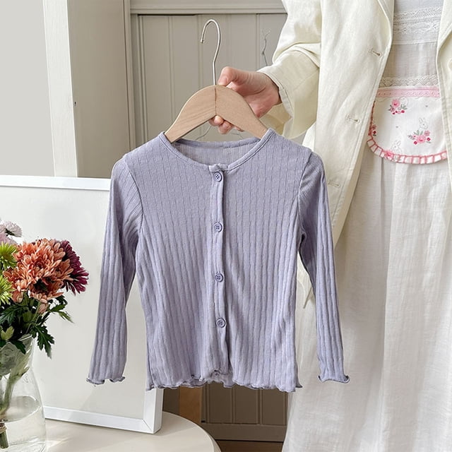 aidice Toddler Baby Clothes Fall Cotton Comfy Round Neck Boy Girl Long Sleeve Button up Ruffle Unisex Cardigans