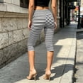 thumbnail image 5 of LIaqionyy Women Capri Pants Low Rise Lightweight Cropped Leggings Knee Length Striped Yoga Pant Workout Bottom, 5 of 7