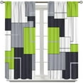 thumbnail image 5 of Dark Blue Striped Kitchen Curtains, Modern Beige Geometric Country 3-Piece Kitchen Curtain Valance and Tiers Set 36 Inch Length, Rod Pocket Half Window Curtains for Cafe Living Room Bathroom, 5 of 6