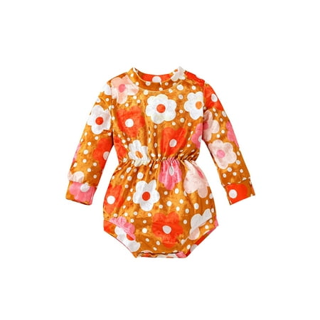 

Amuver Infant Baby Girls Romper Floral Print Round Neck Long Sleeve Jumpsuits Spring Autumn Casual Bodysuits