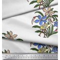 thumbnail image 2 of Soimoi Polyester Crepe Fabric Flamingo,Leaves & Floral Block Print Fabric by Yard 42 Inch Wide, 2 of 3