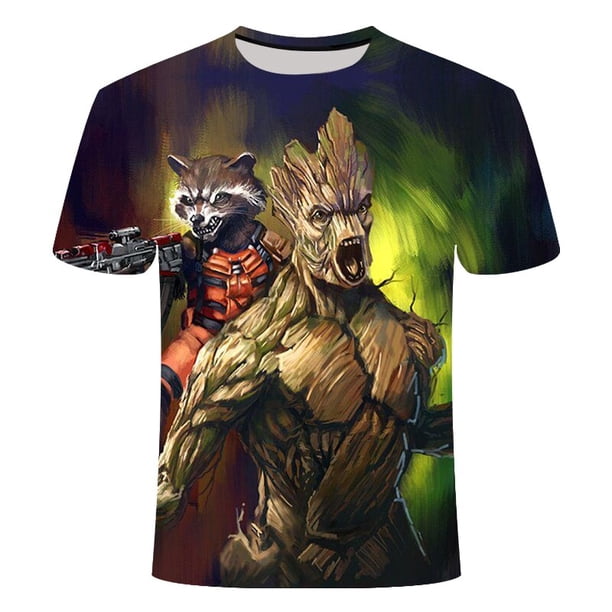 Marvel Superhelden Groot Film Wächter Der Galaxy Camiseta Sommer Neue 3D Druck Männer Und Frauen Baby Blumentopf Groot Camisetas tops xuanjing unisex