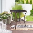 thumbnail image 6 of Outdoor Side Table Patio Wicker Coffee Table Outdoor End Table Rattan Bistro Table with Storage & Poly Lumber Table Top Square for Outside Balcony Porch Poolside Deck Brown, 6 of 7