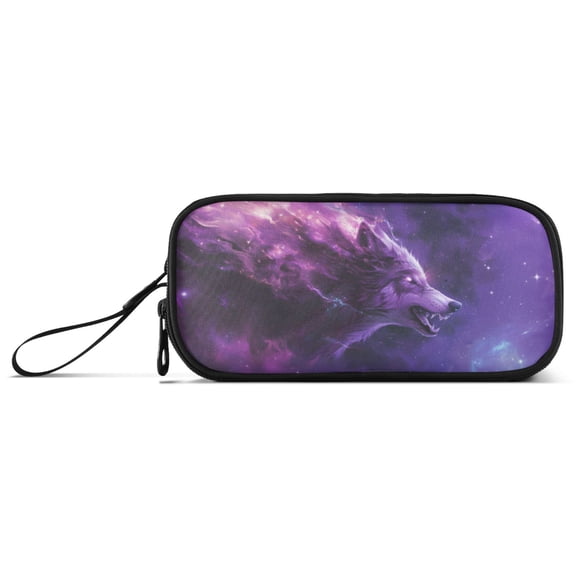Purple-nebula-made Mighty Wolf Pencil Case Stationary Holder Pen Bag Pencil Pouch Tool Organizer 3 Compartments