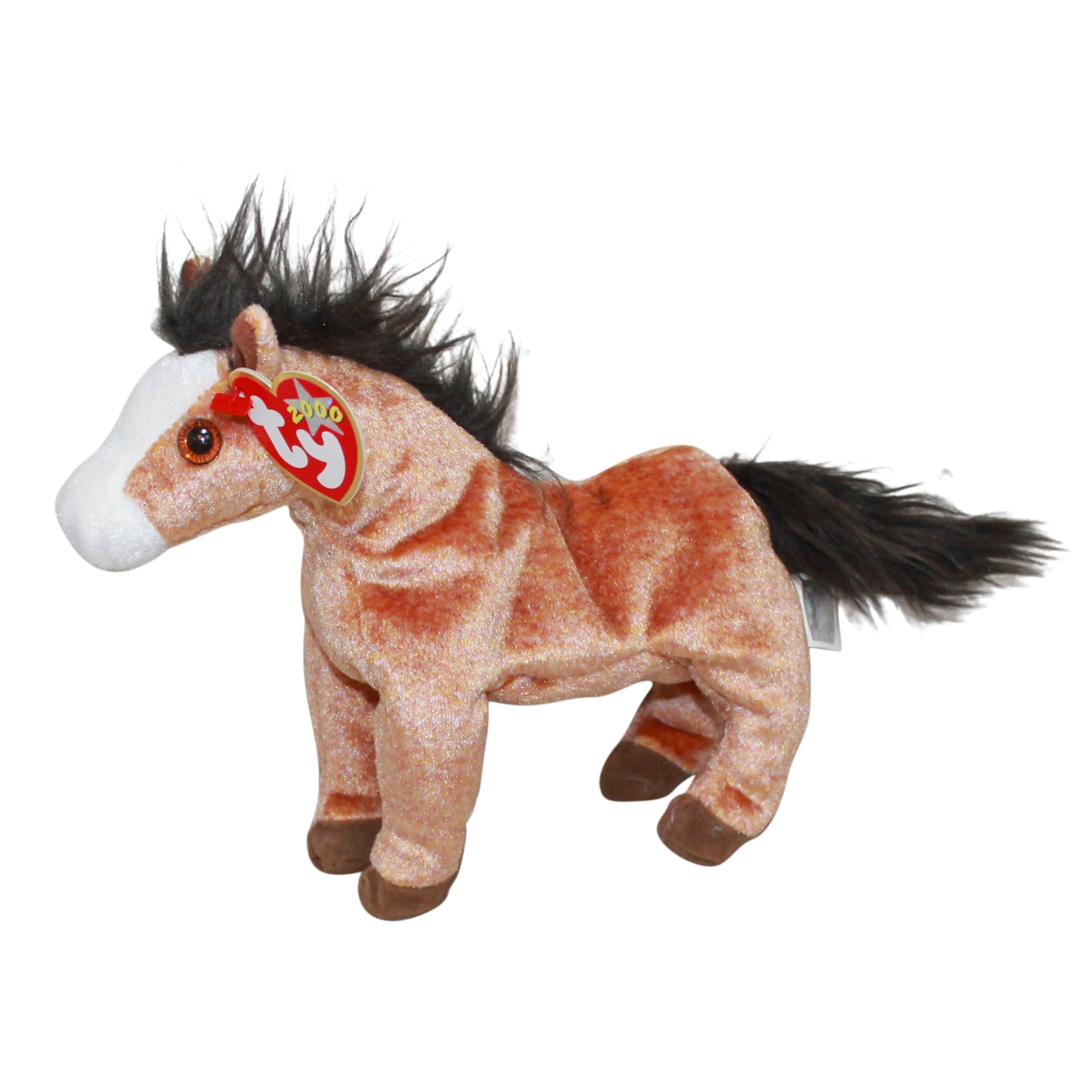 NEW TY Beanie Baby The HORSE Zodiac Retired 2000 Stuffed Animal Glitter Rainbow 