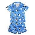 thumbnail image 5 of Auroural Toddler Girl Pajamas Shorts Girls Button Front Pajama Top & Shorts Set, Panda print， 2-Piece, Sizes 2-14 & Plus, 5 of 7