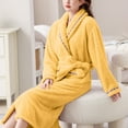 thumbnail image 6 of Winter Fleece Robe for Women Shawl Collar Fuzzy Warm Soft Kimono Bathrobe Long Sleeve Nightgown Sleepwear with Pockets, 6 of 9