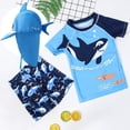 thumbnail image 2 of Baby Toddler Boys Two Pieces Swimsuit Set Swimwear Crab Bathing Suit Rash Guards with Hat UPF 50+, 2 of 7