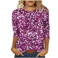 thumbnail image 2 of Wowcloth Woman's Printed Pullover Top with Round Neck and Three-Quarter Sleeves, Casual and Fashionable for Daily Wear, 2 of 5