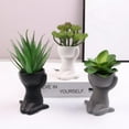 thumbnail image 2 of Ceramic Flower Pot Character Sitting Posture Sculpture Vase Desktop Flower Arrangement Container Gift Ornaments, Gray C, 2 of 7