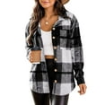 thumbnail image 5 of Zeagoo Women Flannel Shacket Jacket Plaid Button Down Long Sleeve Shirt Blouse Fall Outfits 2025, 5 of 5