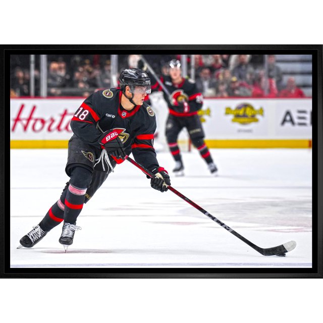 Tim Stutzle Toile Encadrée 20x29 Ottawa Senators - Art Mural NHL sous Licence Officielle