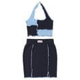 thumbnail image 2 of xiaxaixu Women's 2 Piece Color Block Patchwork Halter Crop Top + Mini Skirt, 2 of 9