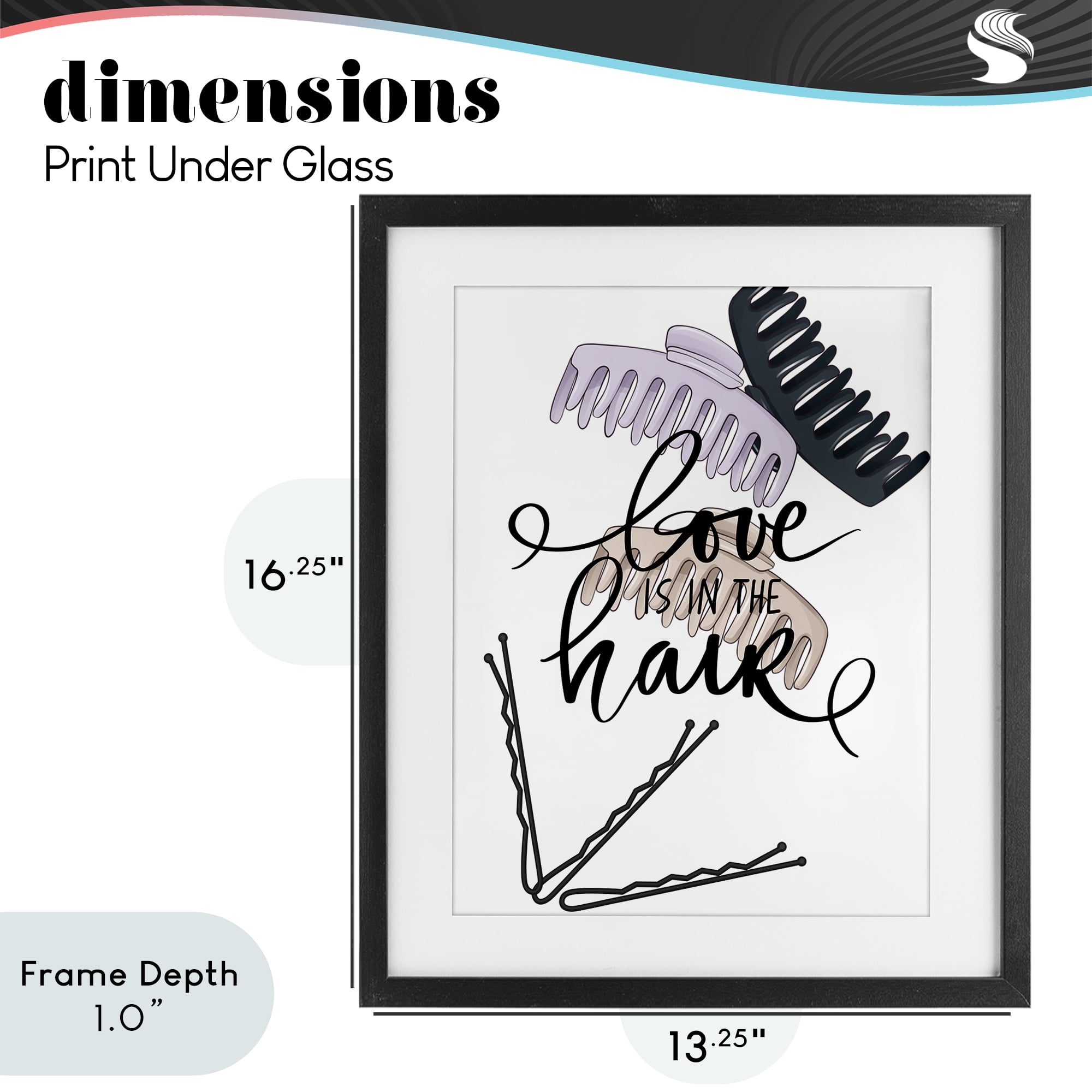 Stupell Industries Love Is In The Hair Black Framed Print Under Glass, design by Jesse Keith