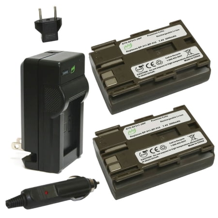 Replacement for Canon EOS 20D Battery (2-Pack 2000mAh) and Charger with Car Adapter