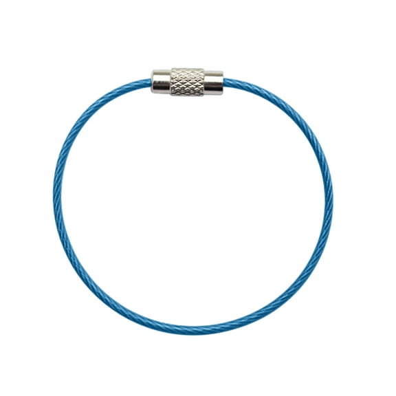 TUTUnaumb New Hot Sale Color Coated Wire Rope Keychain Key Ring Stainless Steel Keychain Rubber Coated Wire Ring Wire Lock Buckle Home Storage-Blue