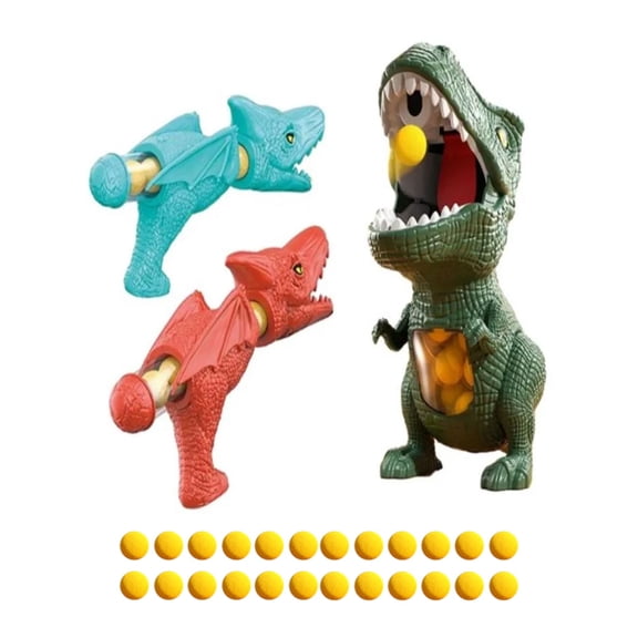 SSNTSY Dinosaur Family Interactive shooting Toys 1 Dinosaur Modle 2 Air Pump Launchers with 24 Foam Bullets for Home Outdoor Camping