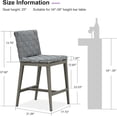 thumbnail image 2 of PURPLE LEAF Outdoor Counter Height Bar Stools Set of 2, PU Leather Patio Bar Set with Aluminum Frame, Bar Chairs for Poolside, Garden, Kitchen Island-Grey, 2 of 8