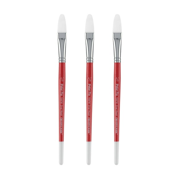 Creative Mark Polar Flo Professional Watercolor Brushes - Filbert 1/2" - 3 Pack - Short Handle, Nickel-Plated Seamless Brass Ferrule - Art Paint Brushes for Acrylic Painting, Watercolor, Gouache, and