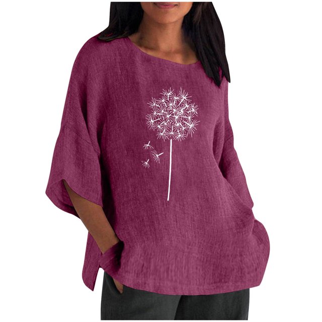 Birdeem Blouses pour Femmes Mode Décontractée Col Rond Manches Courtes Imprimé Haut Blouse T-Shirt