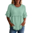 thumbnail image 2 of Womens Short Sleeve Tops Summer 2026 Trendy Boat Day Outfits Dressy Casual Blouses for Work Vacation Mode, 2 of 6