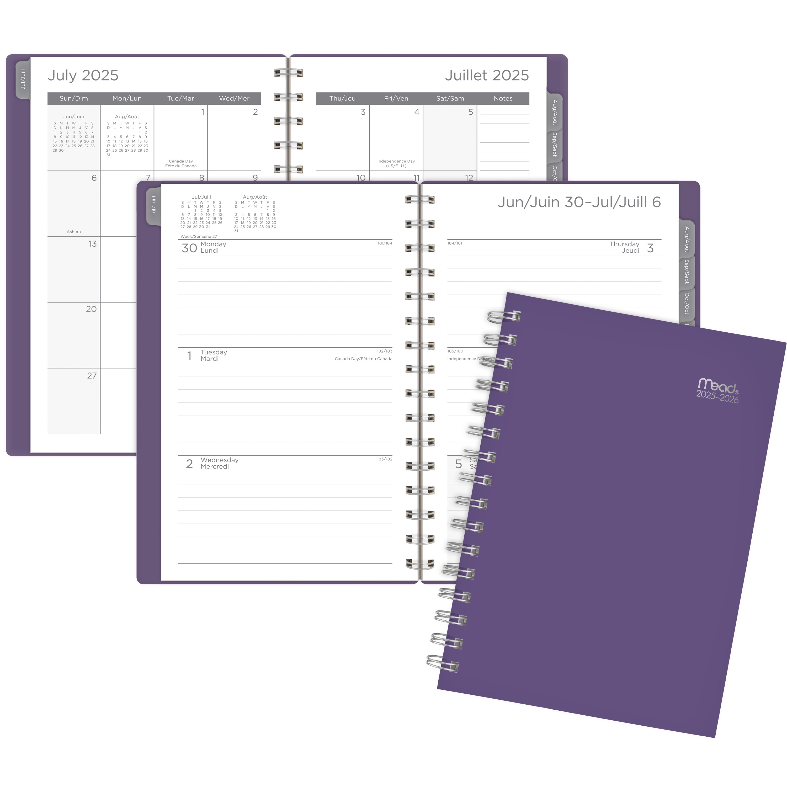 Agenda scolaire hebdomadaire Mead® Basic Purple 2025-2026