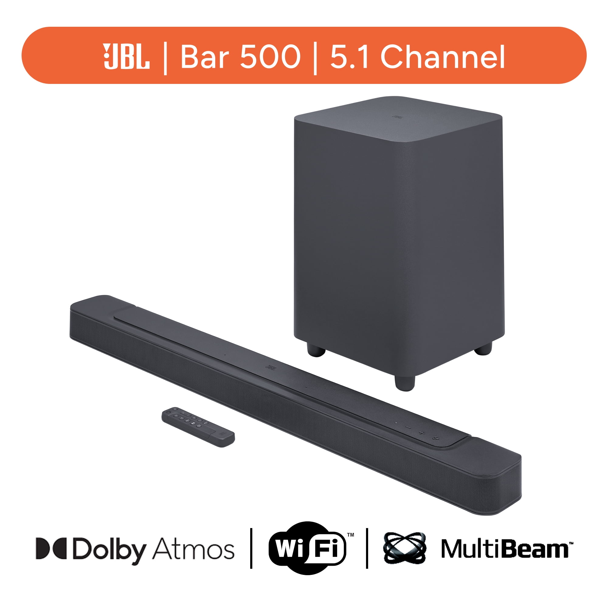 JBL Bar 500 - 5.1-channel Soundbar with Subwoofer, MultiBeam and Dolby Atmos