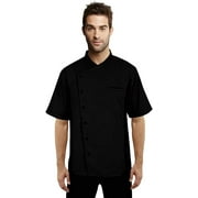 Short Sleeves side Mesh Vented Chef Coat Jacket Uniform Unisex for Food Service, Caterers, Bakers and Culinary Professional (Black, Medium)