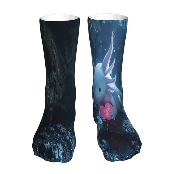 Uemuo Heart Axolotl for 16in Socks, Cotton Socks Sports Socks Knee High Socks Comfortable Socks For Men, Women