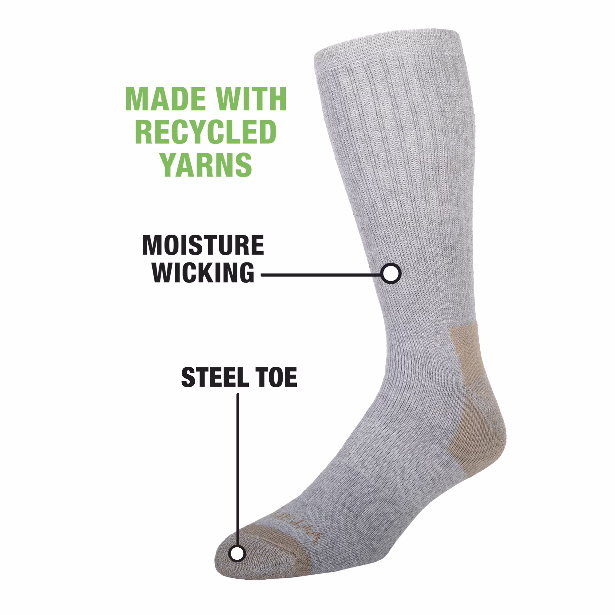 thumbnail image 4 of Wrangler Men's Ultimate Comfort Crew Socks, Work Socks for Men, Grey, 6 Pack, 4 of 5