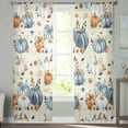 thumbnail image 2 of Fall Blue Pumpkin Semi Sheer Curtains 108 Inch Length 2 Panels Set,Thanksgiving Autumn Daisy Beige Vintage Sheer Kitchen Curtain Voile Window Curtain for Living Room Bedroom Rod Pocket Drapes, 2 of 7