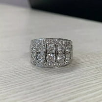 14k White Gold Plated 3Ct Round Cut Lab-Created Diamond Cluster Men's Gift Ring