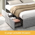 thumbnail image 5 of DWVO Upholstered King Bed Frame with Storage, Wingback Platform Bed with Wood Slats, No Box Spring Needed, Gray, 5 of 9