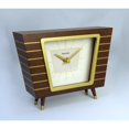 thumbnail image 2 of Hermle Wooden Frame Retro-Style Table Clock - 8" - Brown and Gold, 2 of 4