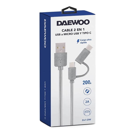 Cable de Carga Daewoo 2 in 1-DW Gris
