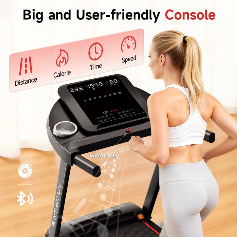 RHYTHM FUN Treadmill, Foldable Incline Walking Pad with Bluetooth