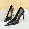 thumbnail image 3 of Zapatos de novia de tacón alto ajustados de primavera y otoño para mujer, de moda, clásicos, de un solo tacón, para boda, 3 of 5
