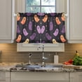 thumbnail image 2 of Yayeee Kitchen Curtains Tier Pair Light Filtering 27"x24" Rod Pocket Short Cafe Window Panel, Halloween Purple Ghosts, 2 of 7