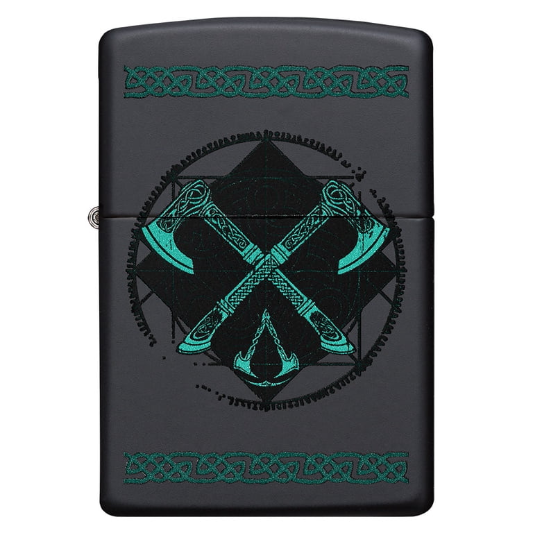 Zippo Assassin's Creed Valhalla Hatchets and Celtic Braids Black