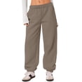 thumbnail image 4 of Women's Sweatpants High Waist Drawstring Sweat Pants Baggy Athletic Pants with Pockets Brown M, 4 of 6