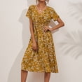 thumbnail image 1 of Vestido Casual Vestidos de playa para mujer Vestido largo bohemio con cuello en V Puffy para cóctel (Amarillo S) Cgtredaw Para estrenar, 1 of 1