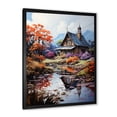 thumbnail image 2 of Designart "Cottage Landscape Retreat in Fall IV" Landscapes Framed Wall Art - Coastal Orange Landscape Cottage Entryway Framed Wall Art, 2 of 6